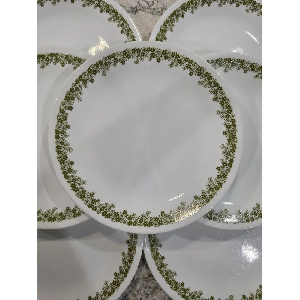 Vintage Corelle Corning Spring Blossom Green 8.5